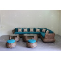 Splendid Sofa Set Tecido de material natural - Hyacinth de água Wiker para uso interno